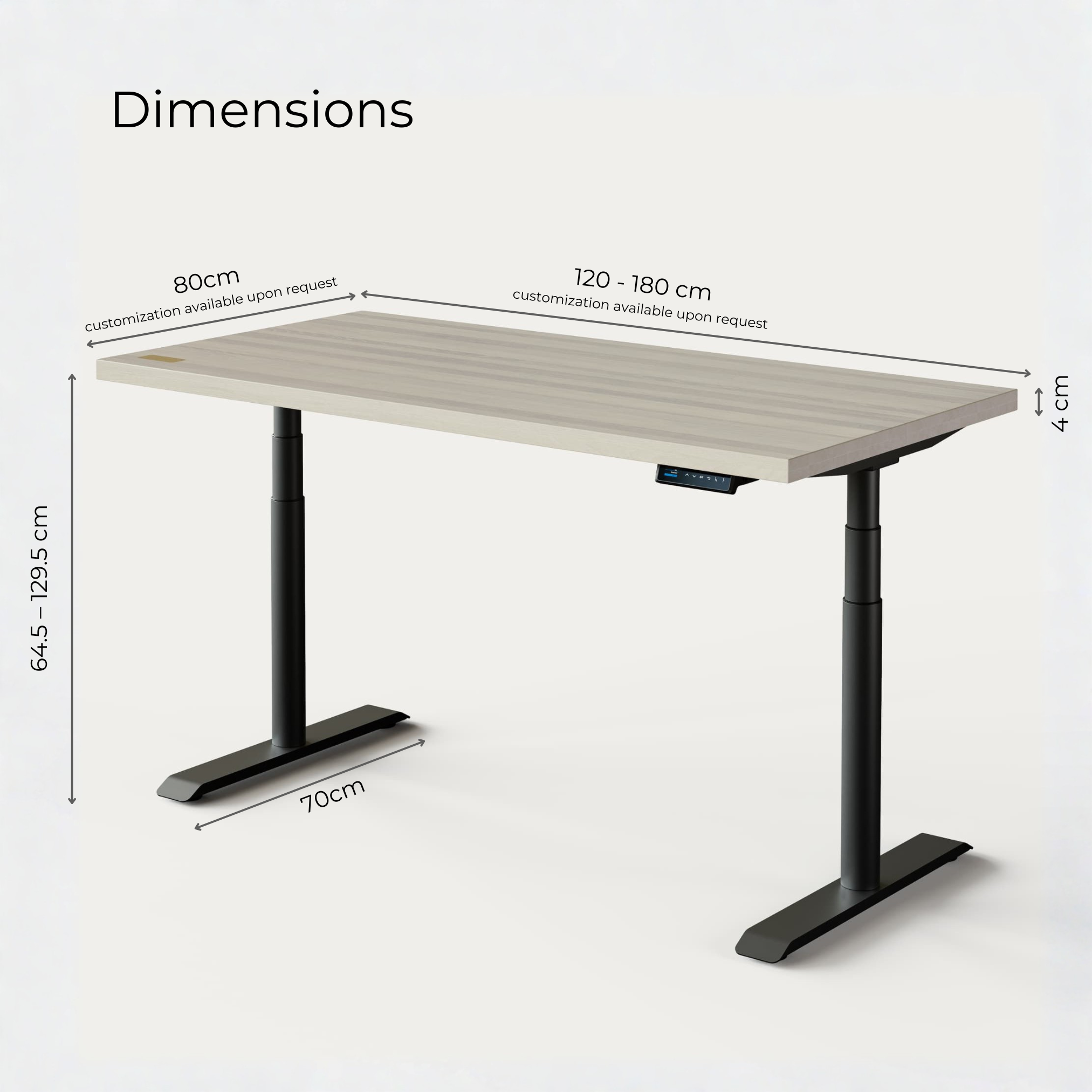 OAKO desk #Solid Wood Combo_White Mist - Black