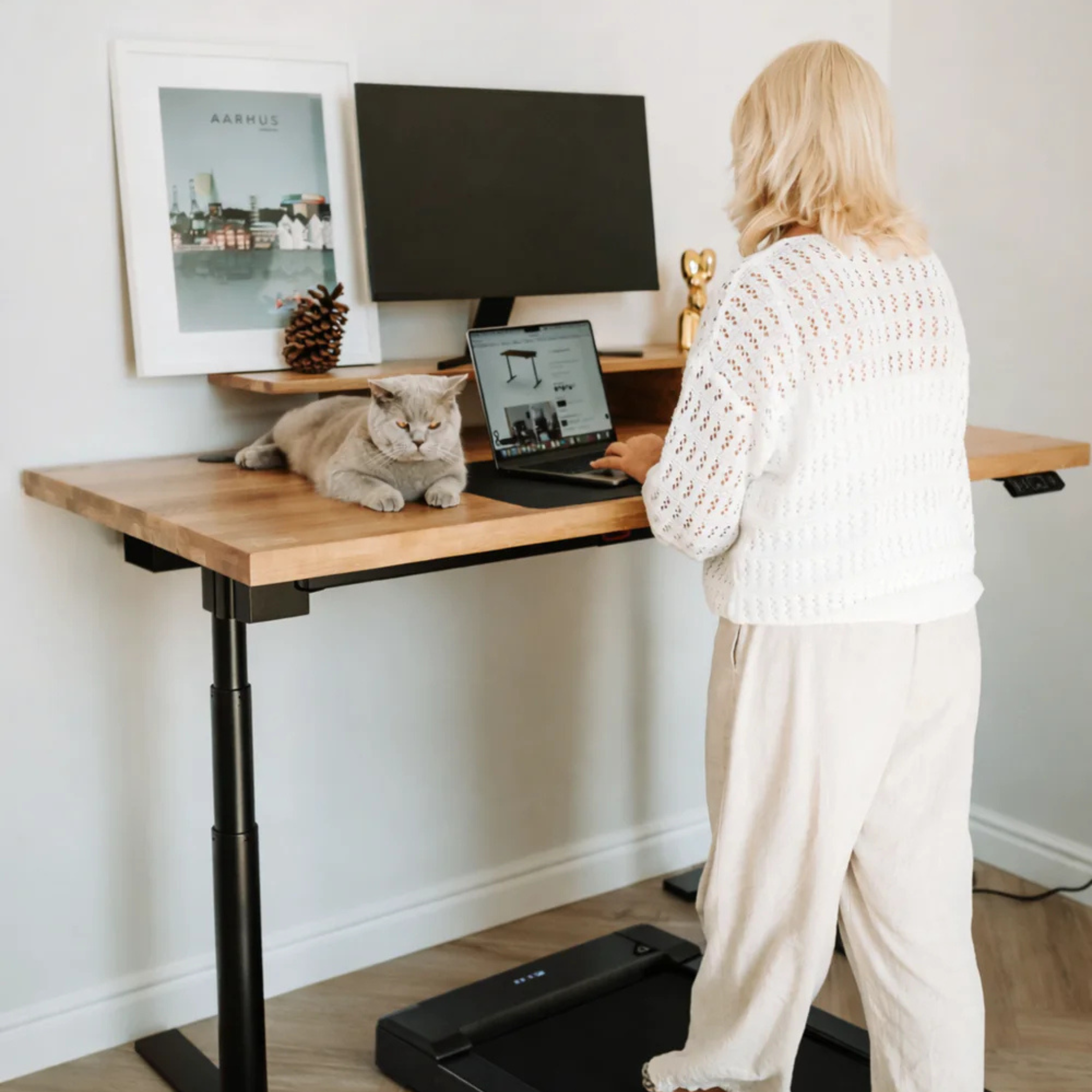 OAKO desk #Solid Wood Combo_Golden Crust ā Black