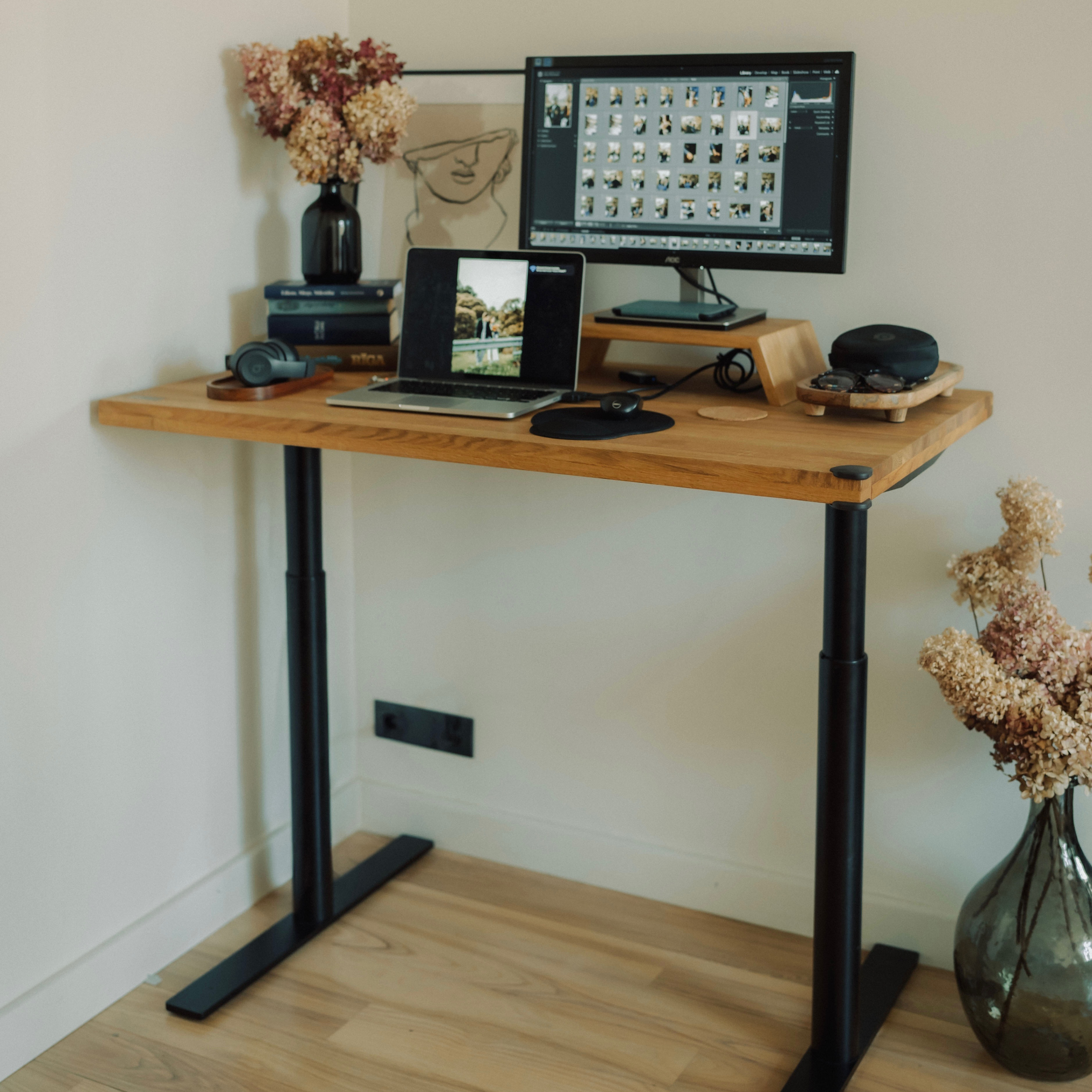 OAKO desk #Solid Wood Combo_Golden Crust ā White