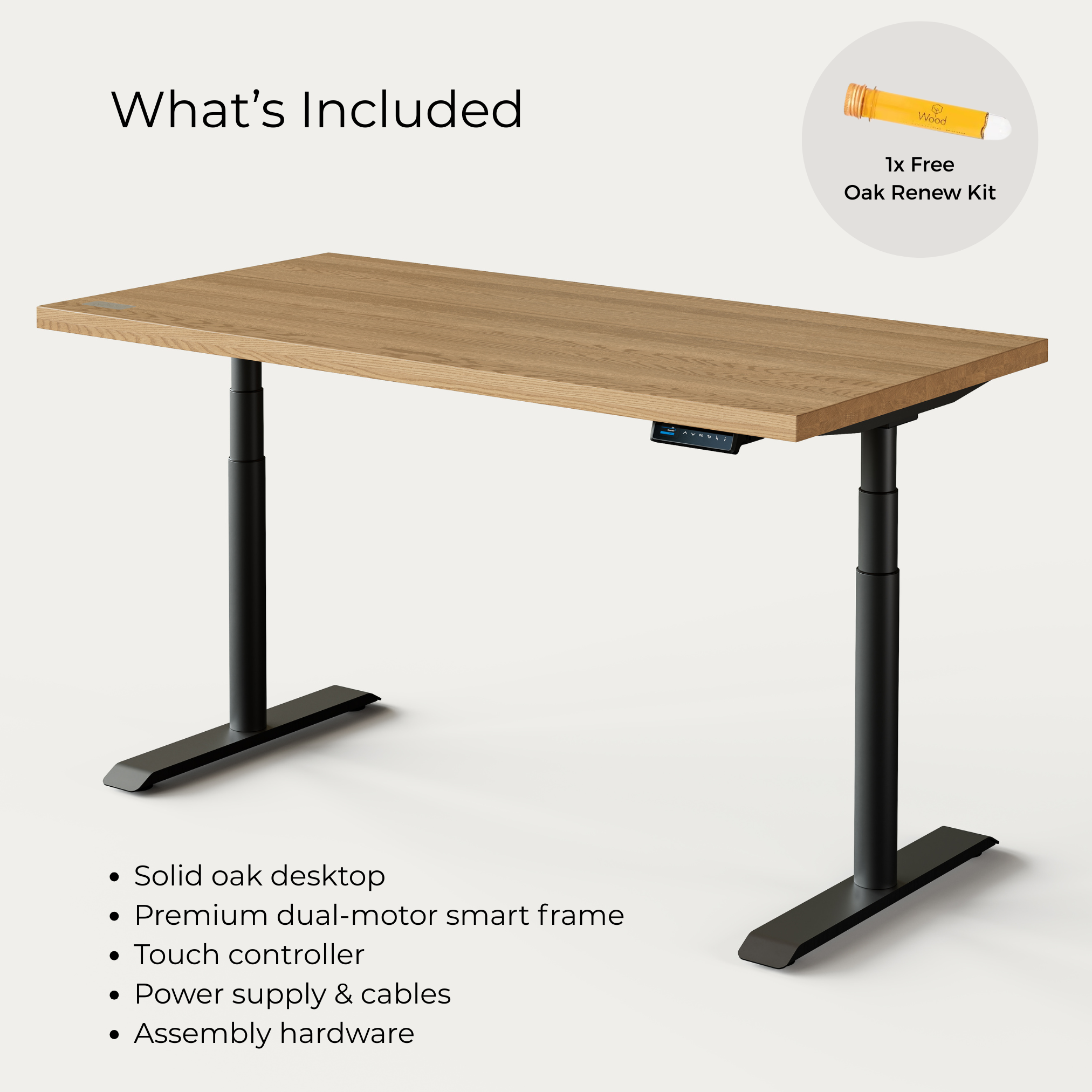 OAKO desk #Solid Wood Combo_Golden Crust ā Black