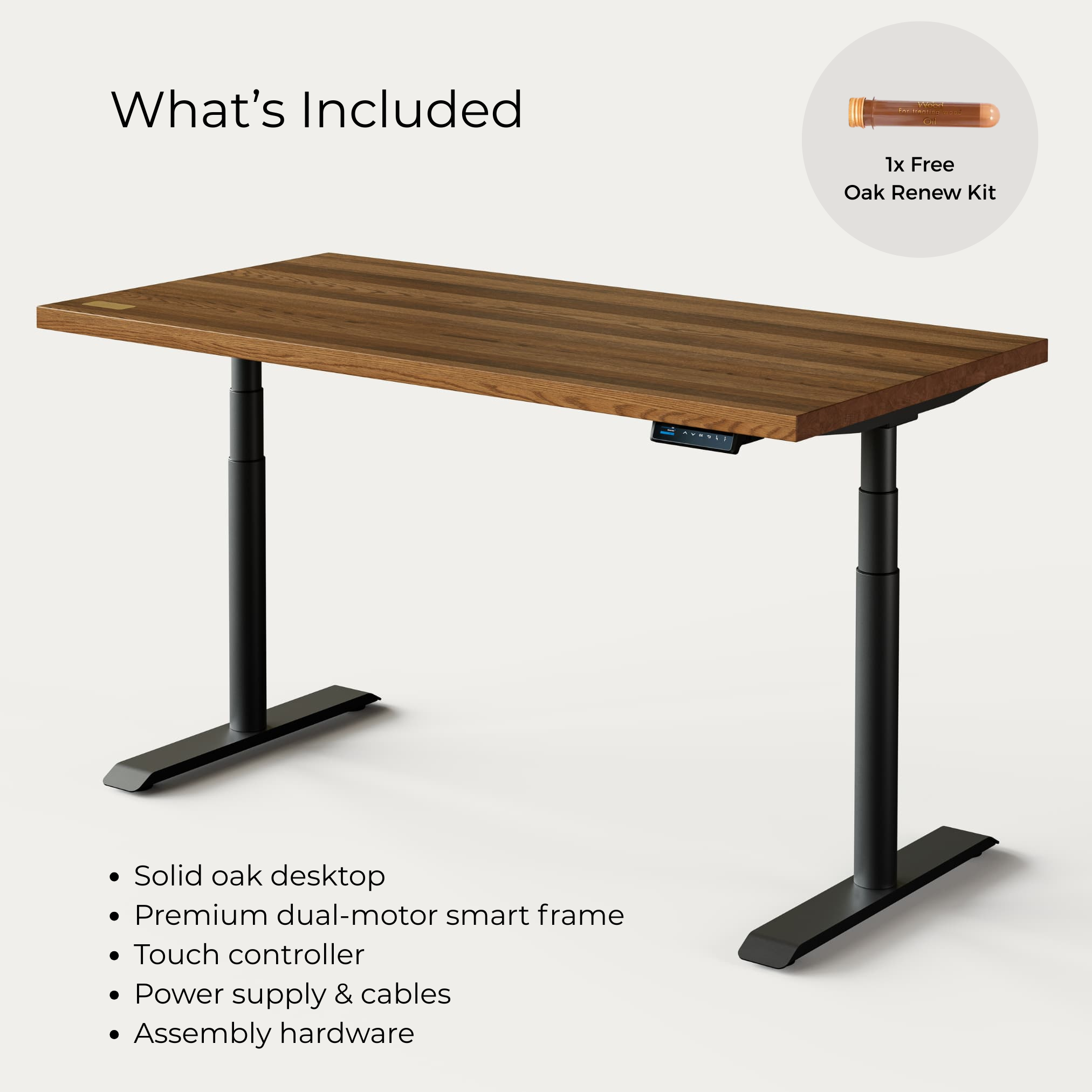 OAKO skrivebord #Massivt trekombo_Mahogni — Svart