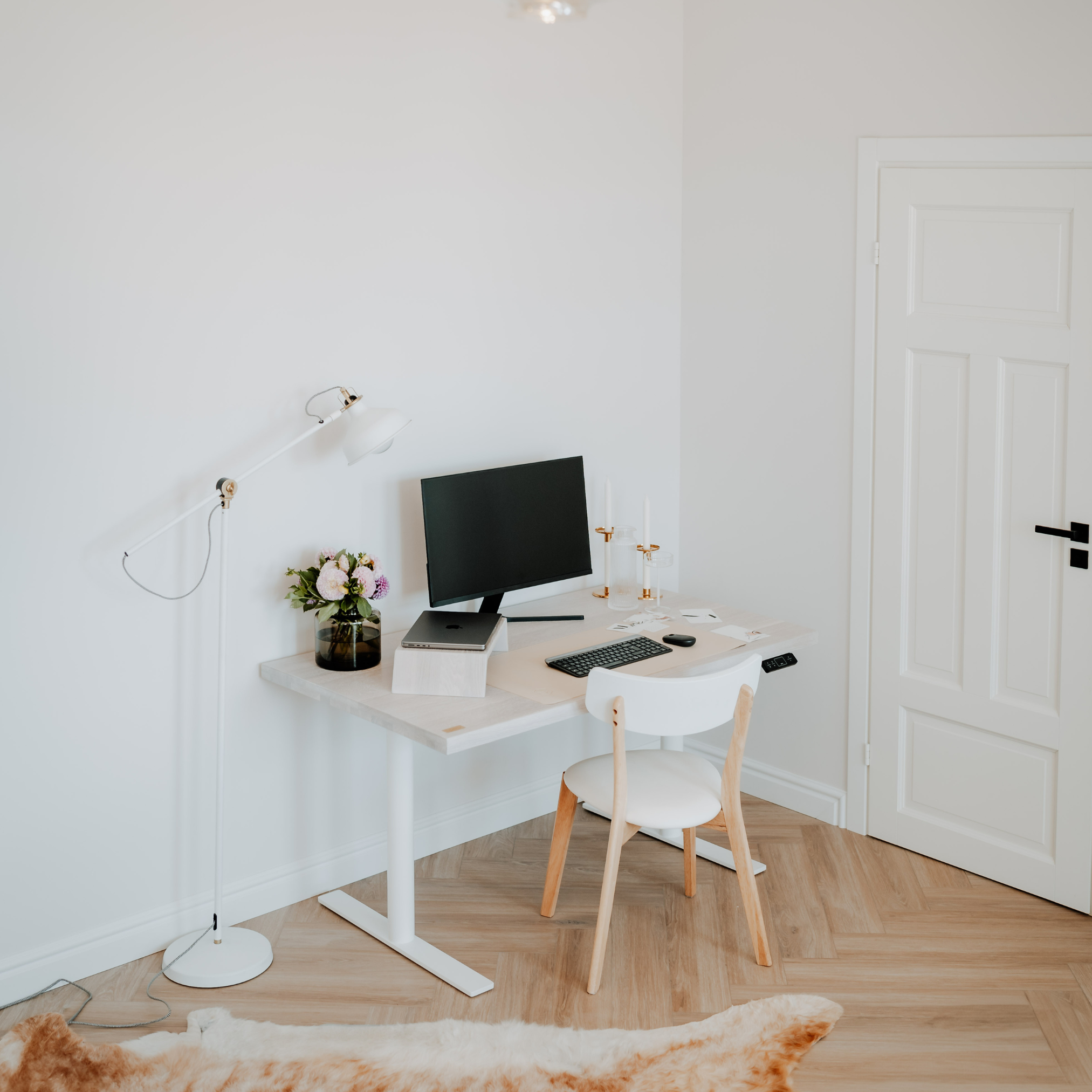 OAKO desk #Solid Wood Combo_White Mist ā White