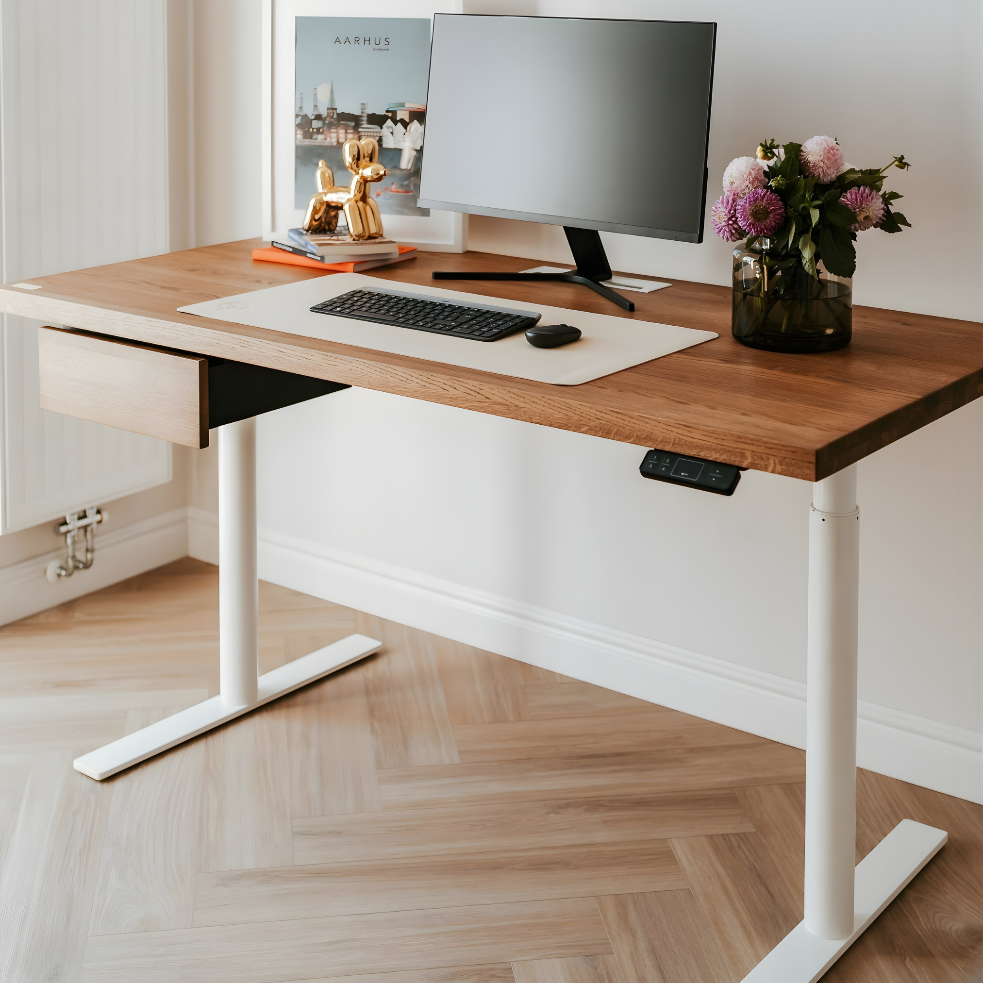 OAKO desk #Solid Wood Combo_Mahogany ā White