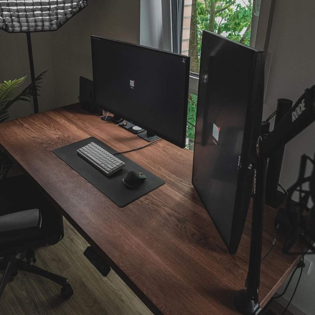 OAKO desk #Solid Wood Combo_Mahogany — Black
