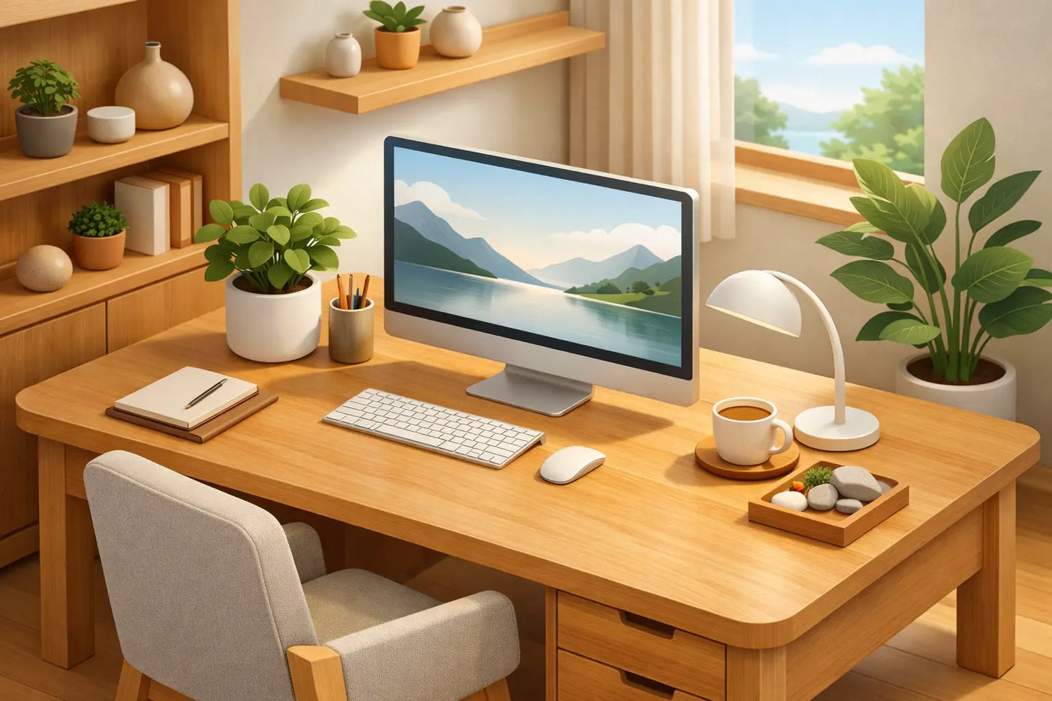 How to Style an Oak Workspace That Feels Calm