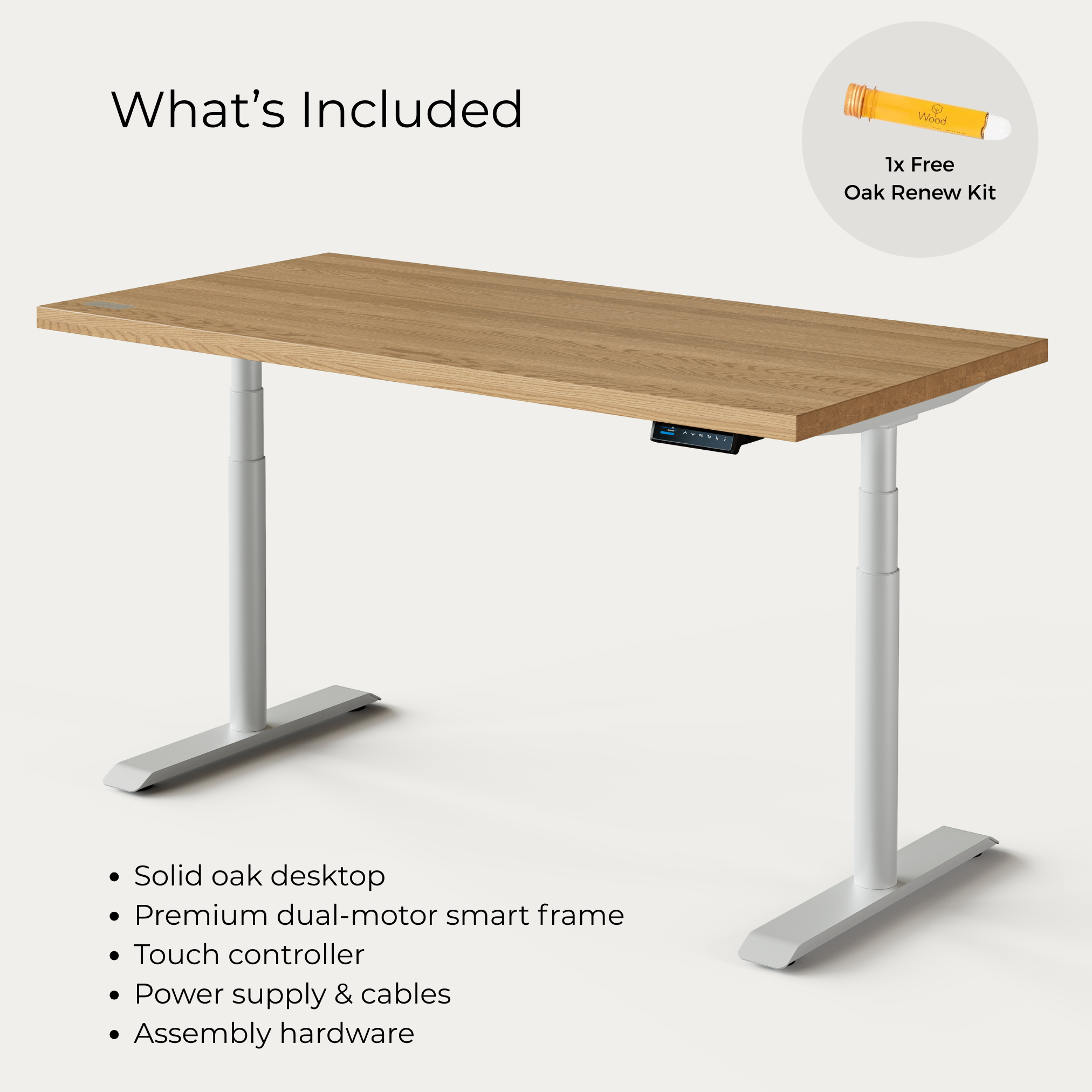 OAKO desk #Solid Wood Combo_Golden Crust — White