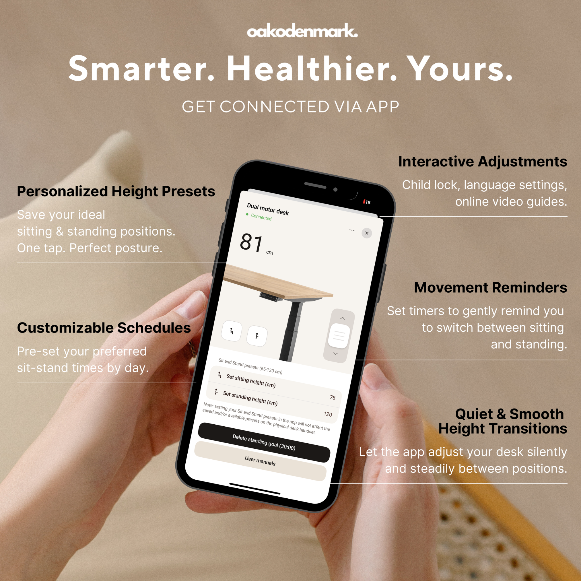 OAKO desk #Solid Wood Combo_Golden Crust — Black