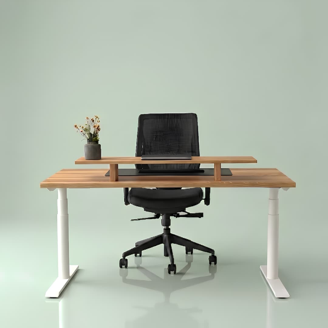 OAKO desk #Solid Wood Combo_Golden Crust — White