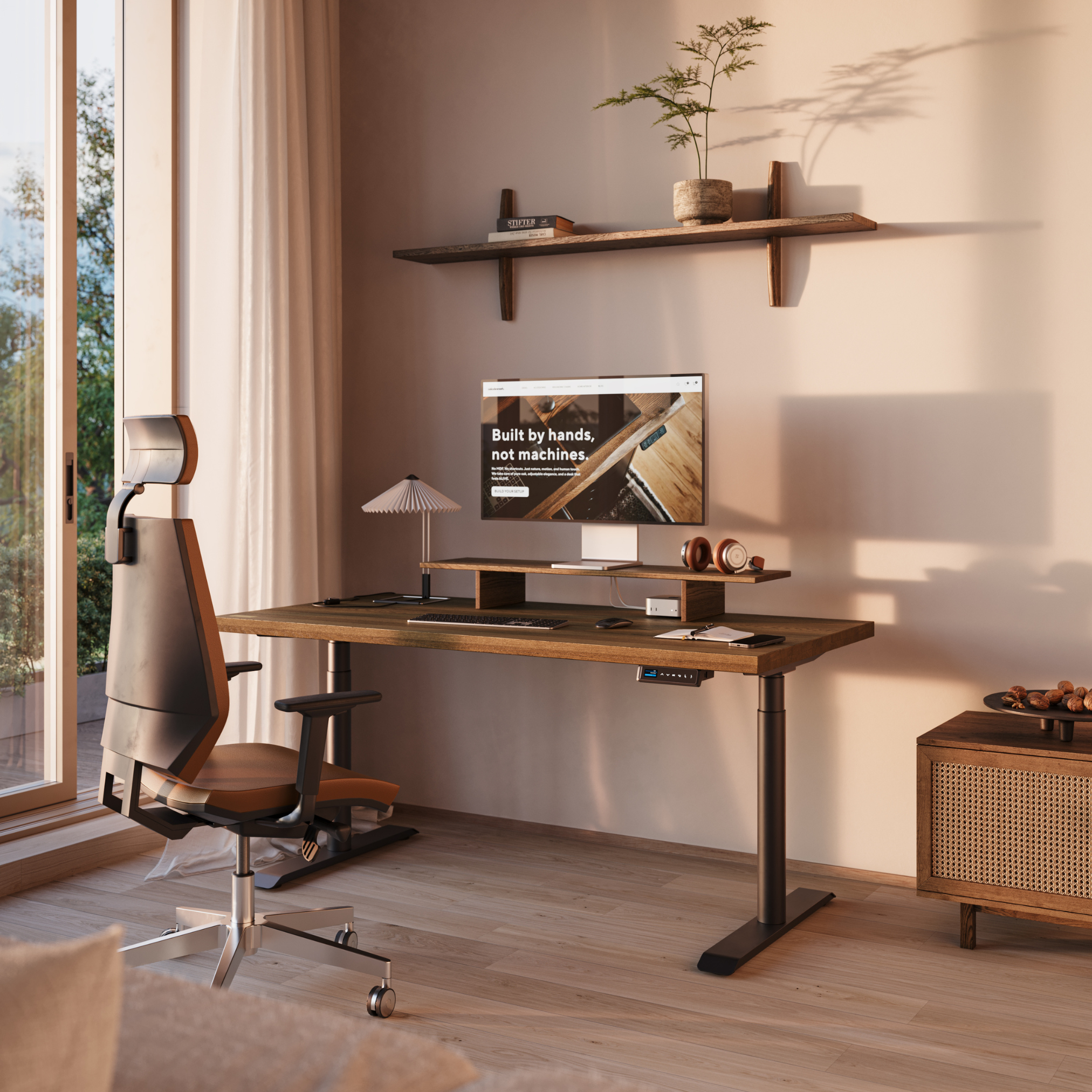 OAKO desk #Solid Wood Combo_Mahogany — Black