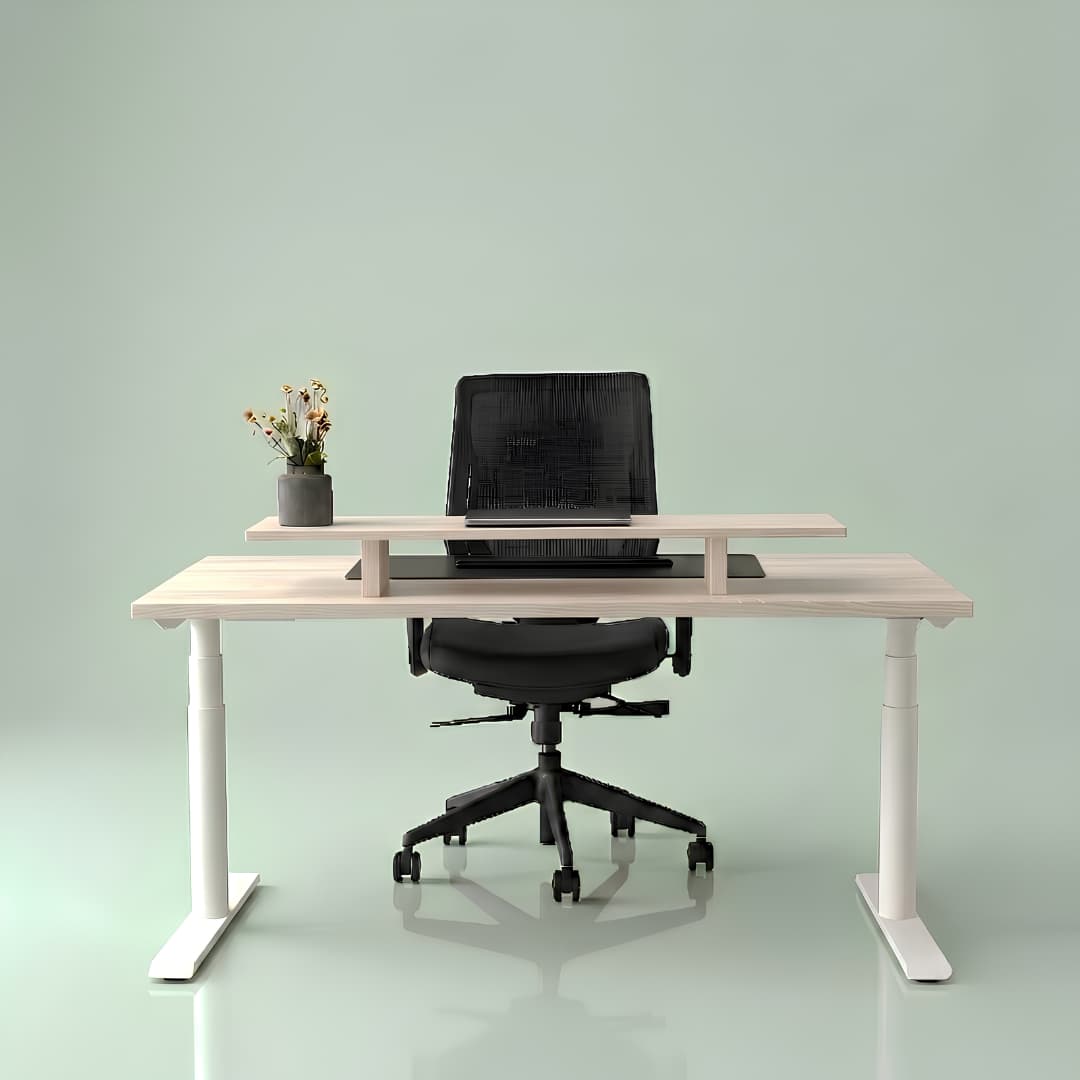 OAKO desk #Solid Wood Combo_White Mist — White