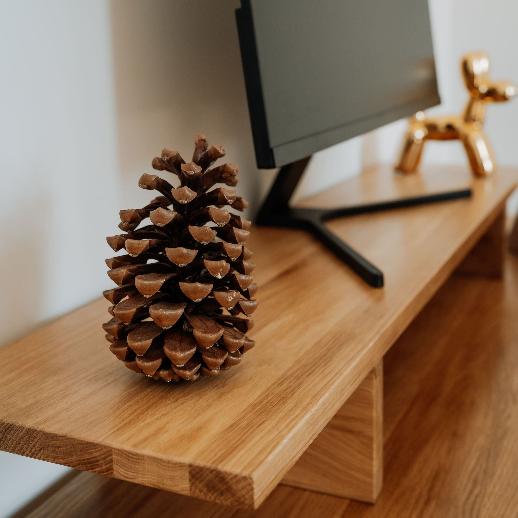 Solid Oak Large Monitor Stand - Golden Crust