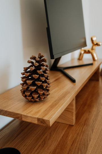 Solid Oak Large Monitor Stand - Golden Crust