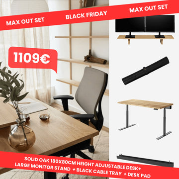 Natural Wood Height adjustable desk bundle