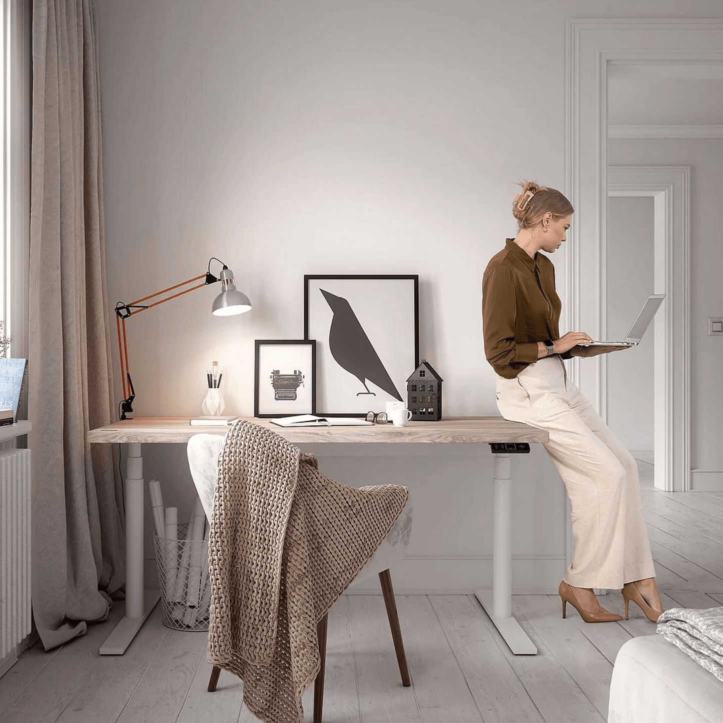 White Standing Desk | White Wood Standing Desk | OAKO Denmark