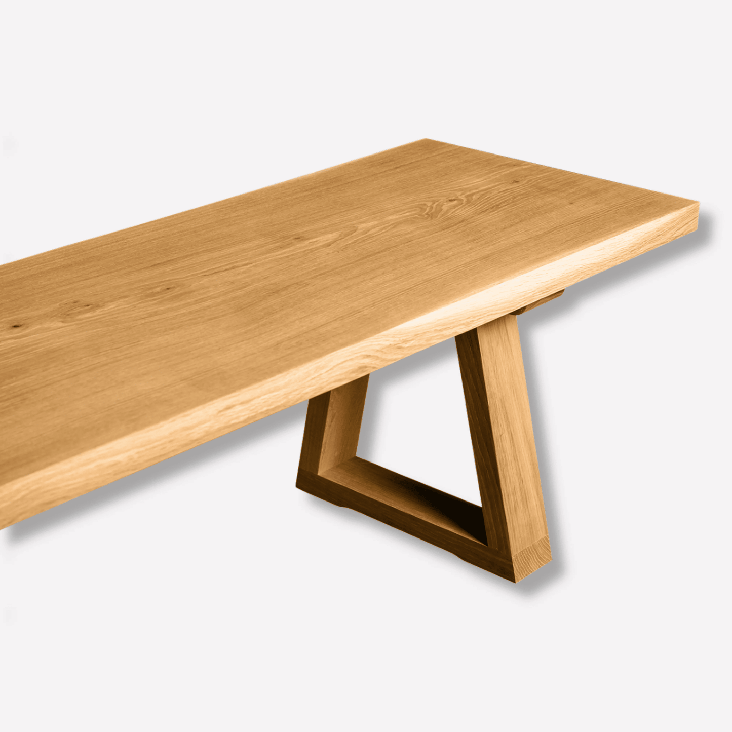 Natural Oak One-Piece Wood Bench